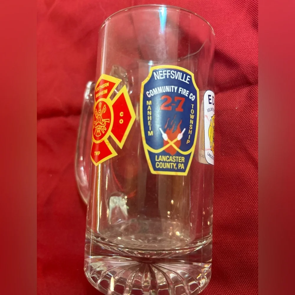 Lancaster County Firefighter Themed Glass Beer Mug- NEFFSVILLE Eden Mannheim